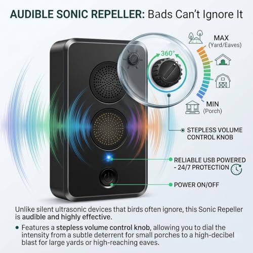 2026 Upgraded Ultrasonic Bat Repellent Indoor Outdoor,Cordless Bat Deterrent for Attic Rafters,Garage,Barn,Porch,Eaves, Rechargeable Ultrasonic Bat Repellent Humanely Get Rid of Bats Keep Away,2 Pack by JahyElec - Used condition - Image 3