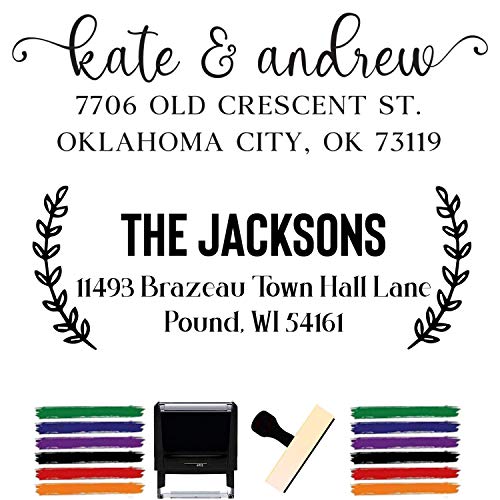 Custom Stamp - Return Address Stamp - Self Inking Name Stamp Custom Address Stamps Wedding Invitation Stamp 15+ Designs! (Red Ink) #TOP3