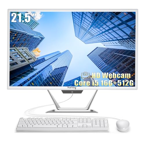 suevery All-in-One Desktop Computer, Core i5 16GB RAM 512GB SSD, HD Webcam Clear Calls,21.5 AIO...