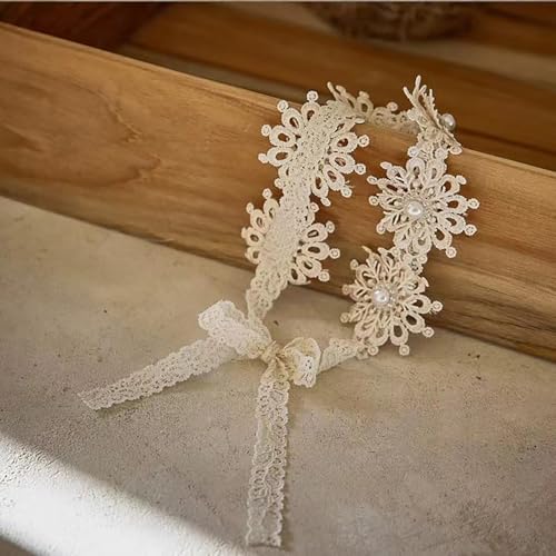 Image of SYGA Baby Girl's Flower Headband Soft & Stretchable Fabric Hairband for Infants, Toddlers, Little Princesses (0-3 Years Cream)