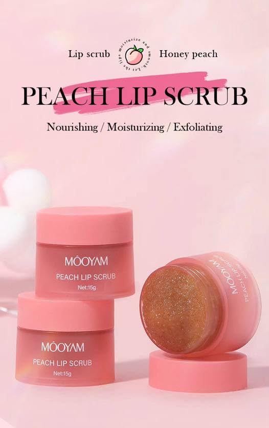 Peach Lip Scrub for Women Dry, Cracked and Dark Lips – Lip Scrubber Exfoliator