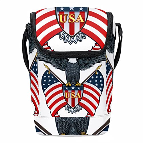 Bolsa de almuerzo con bandera de EE. UU. térmica e impermeable unisex 2