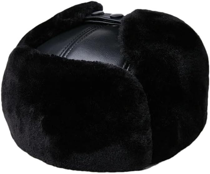 Thick Men Winter Warm Outdoor Earmuff Cotton Cap Old Man Winter Warm Fur Hat,Brown Gray-Xl57-58cm (A L55)