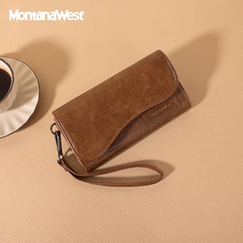 Image of Montana West Wallets for Women Large Phone Wristlet Wallets Trifold Money Organizers with Coin Purse and Wrist Strap