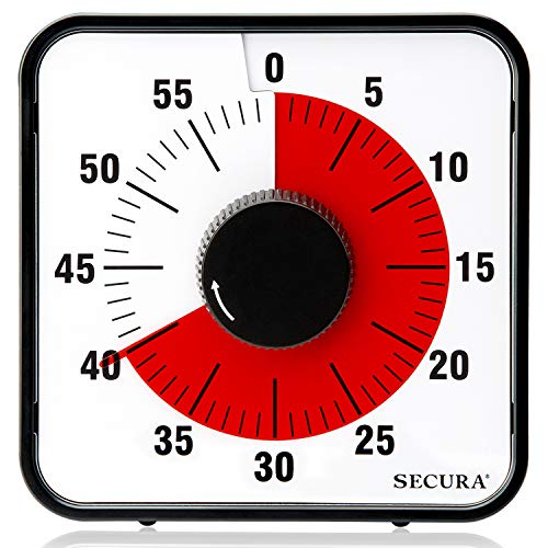 Secura Kitchen Timer 60-Minute Mechanical Visual Timers for Cooking, 7.5-Inch Oversize Countdown Clock