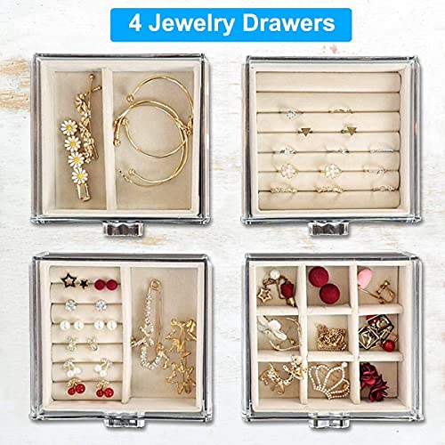 Jenseits Acrylic Jewelry Organizer Box & Necklace Holder Organizer For Earrings Ring Necklace Bracelet Display Case Gift For Women, Girls #TOP3