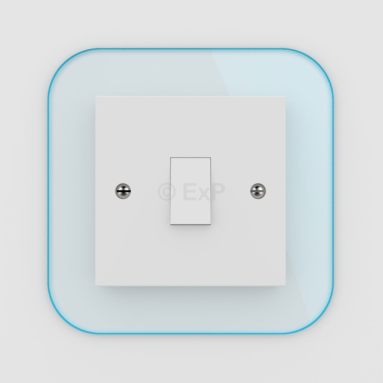 Expression Products Single Light Switch or Plug Socket Back Plate Finger Surround Panel Cool Blue Tint Free Trolley Token Material Sample Included per Shipment