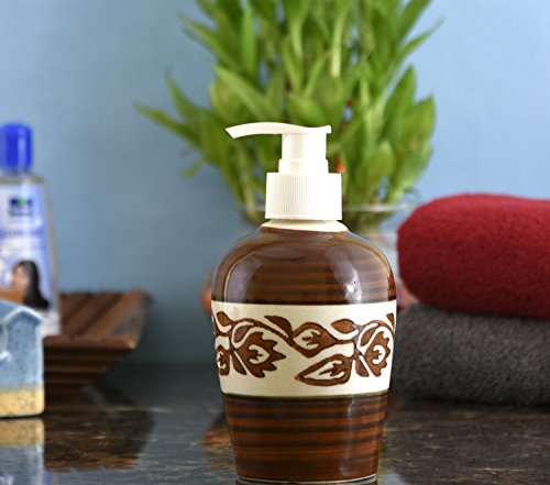 Image of Ceramic Liquid Soap Dispenser, 300 ml, Chocolate Vine | Refillable Pump Bottle for Hand Wash, Lotion, Shampoo & Kitchen Use, 2 Pieces