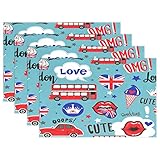 grey union jack placemats Material de alta calidad: el juego de 4 manteles individuales está hecho de poliéster 100% hilado, que es suave, duradero y resistente a las arrugas. Perfecto para proteger su mesa de comedor de manchas de comida y arañazos.