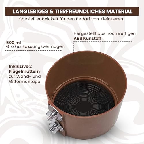 Breker Beheizter Wassernapf & Futternapf für Kleintiere - 500 ml Fassungsvermögen- Ideal für Hasen, Hamster und Nager - Frostsicher - Schnelle Montage - Spülmaschinenfest - Napf - Trinknapf