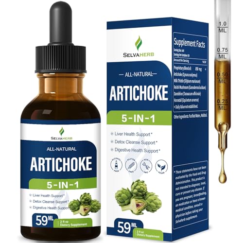 Selvaherb Artichoke Leaf Extract Drops for Liver Detox Cleanse & Repair, Milk Thistle 5-in-1 Natural...