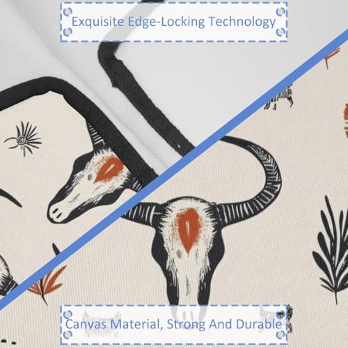 Western Cowboy Boots and Hats in Desert Canvas Tote Bag for Women, Medium Reusable Grocery Totes Washable and Eco-friendly3