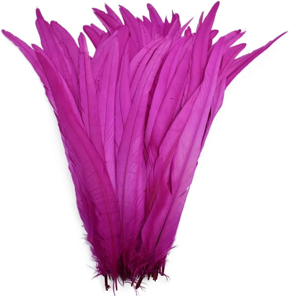 50Pcs Colored Natural Rooster Feathers 25-45CM Rooster Tail Feather Wedding Decoration Plumes Rose 16-18inch 40-45cm