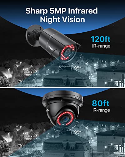Image of ZOSI 4K 16 Channel PoE Security Camera System Outdoor Indoor, 16CH 4K NVR with 4TB HDD for 24 /7 Recording, 16 X 5MP (3K) Bullet Dome PoE Cameras with Night Vision, Motion Detection, Remote Access