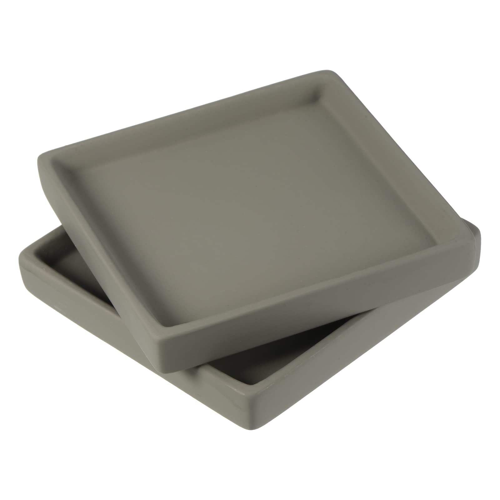 PATIKIL Plant Pot Saucers 5 Inch, 2 Pack Ceramic Square Flower Drip Tray for Indoor Outdoor, Dark Gray