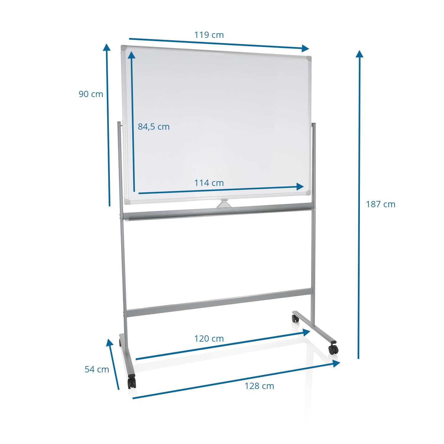 hjh OFFICE 830036 tablica suchościeralna, 90 x 120 cm, mobilna tablica z rolkami, możliwość zapisywania po obu stronach, magnetyczna i zmywalna