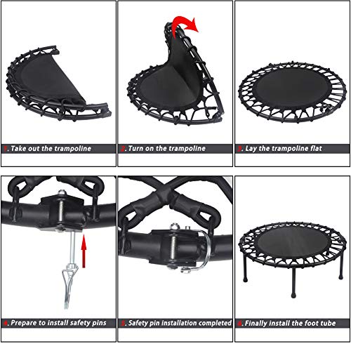 Newan Fitness Trampoline Half Folding 38‘’-40'' ，Bungee Rebounder Exercise Trampoline For Adults，Quiet Mini Trampoline For Indoor Outdoor Garden Workout --Max 550Lbs #TOP7
