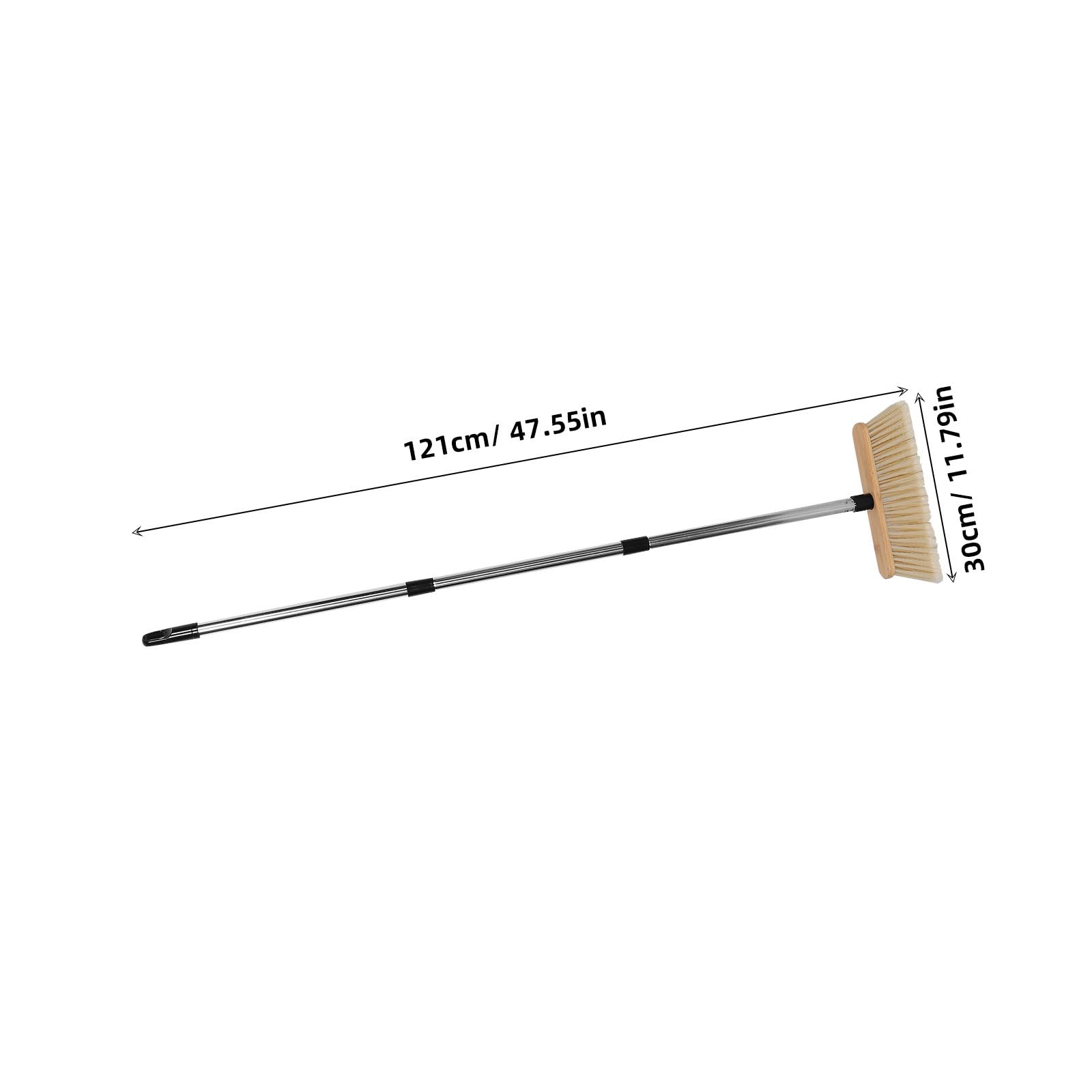 GARVALON Scopa da Esterno in Bamboo e Acciaio Inossidabile Setole Dure Resistenti per Giardino Cortile e Garage Manico Ergonomico in Legno per Pulizia di Aree Esterne