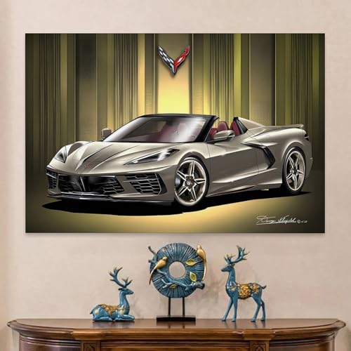 RYTRHNCV C8 Corvette Car Posters Aesthetic Canvas Wall Art Print Home Decor for Bedroom Living Room12x18inch(30x45cm) Unframe-style - Image 5