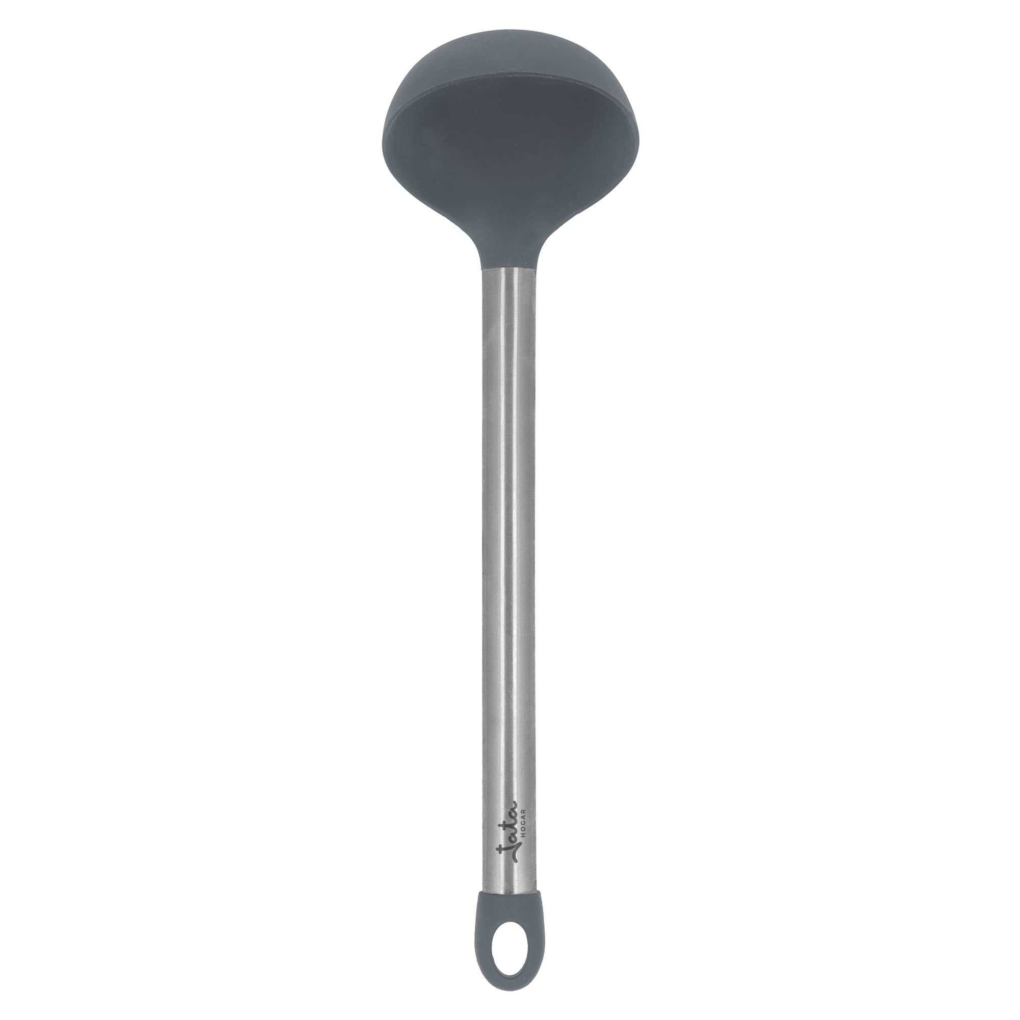 JATA HOGAR HACC5460 Utensili da Cucina in Silicone e Acciaio Inox con Supporto per Conservare 6 Utensili: Frusta, Lingua, Cucchiaio, Pala, Casseruola e Schiuma, Antiaderenti, Senza BPA.