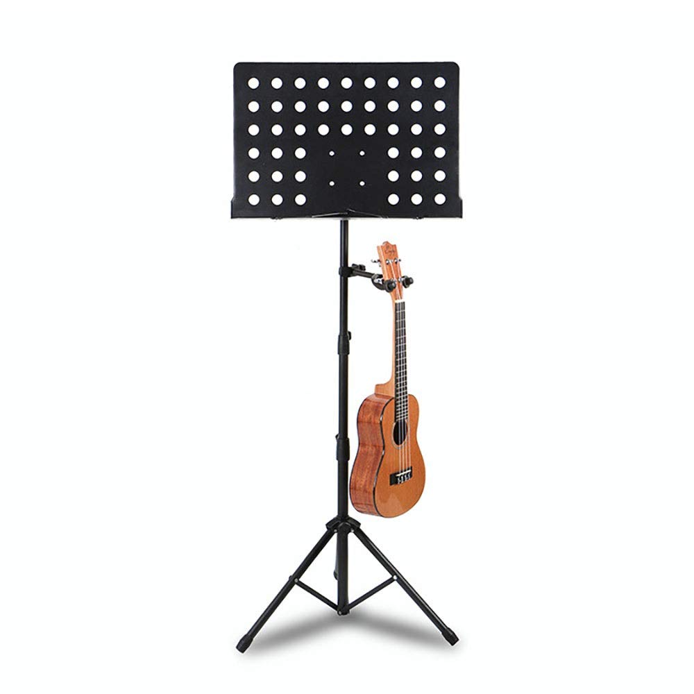 Atril De Partituras con Clip para Varios Instrumentos Atril De Partituras Plegable Fácil De Usar Atril Portátil para Orquestas Escolares Y Coros,Black-49x145cm