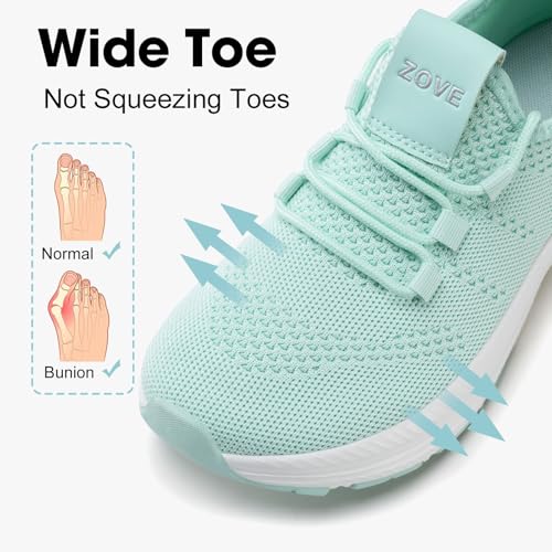Image of ZOVE Wide Toe Box Shoes Women Extra Wide Width Sneakers Ultra Light Road Running Shoes Non-Slip Tennis Sneakers Breathable Walking Athletic