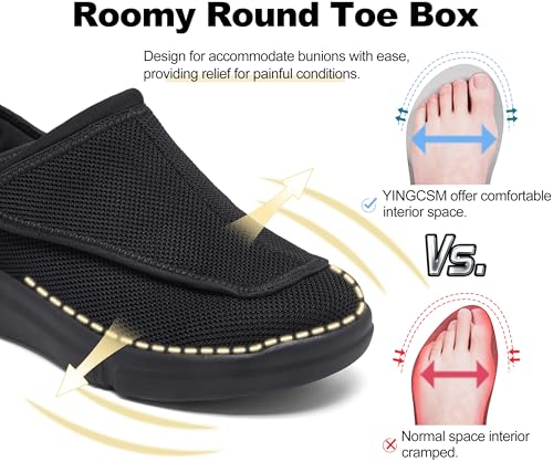 Diabetic Shoes for Women - Extra Wide Slip-On Orthopedic Walking Shoes with Adjustable Strap for Swollen Feet & Neuropathy4