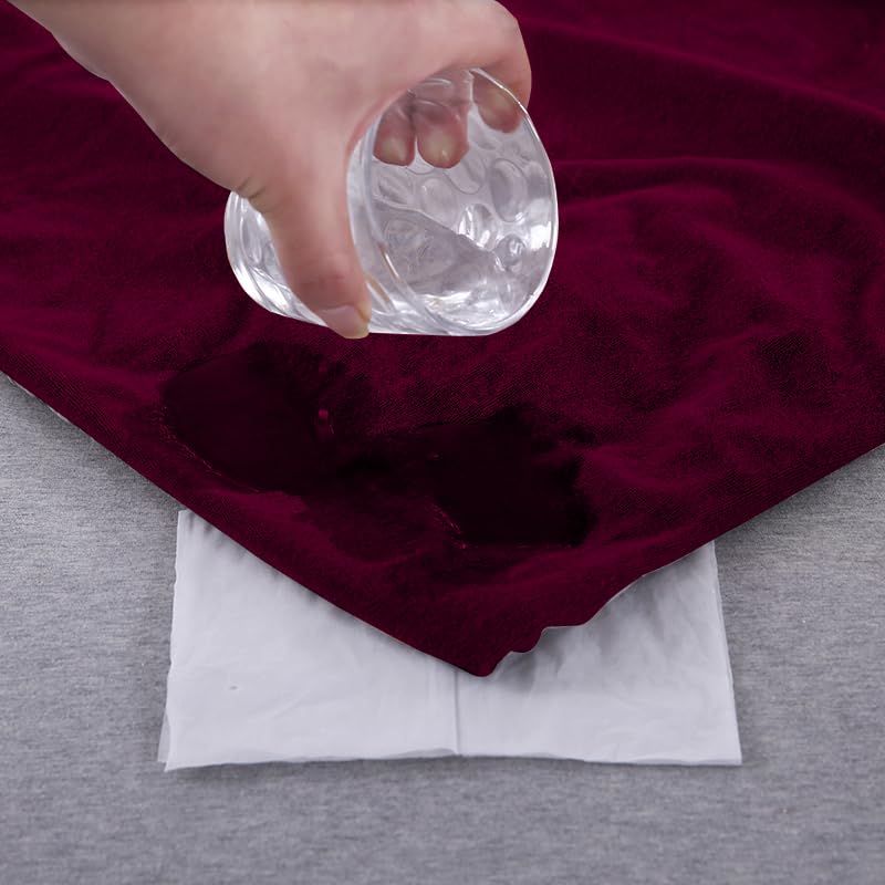 Image of Glassiano Cotton Feel Terry Ultra Soft Waterproof Mattress Protector | Breathable - Hypoallergenic Mattresses Cover with Elastic Strap for King Bed (72x78 inch|6x6.5 feet, Maroon - Pack of 1)