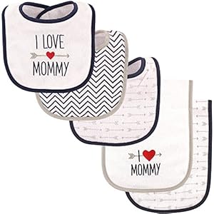 Luvable Friends Bib and Burp Cloth Set, Boys Love Mommy