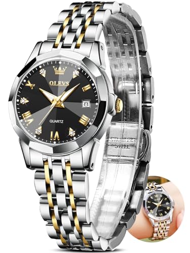 Image of OLEVS Watches Women with Date Silver Stainless Steel Luxury Ladies Watches with Small Writs Diamond Watches for Women Waterproof Elegant Dress Quartz Analog Women's Wrist Watches Reloj de Mujer