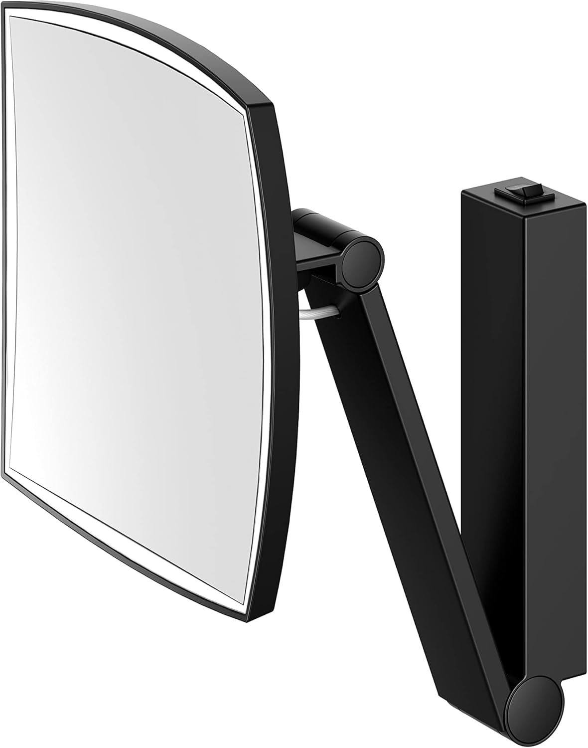 Keuco Wand-Kosmetikspiegel Wand-Kosmetikspiegel – iLook_Move (Schwarz) mit Schwenkarm, LED-Beleuchtung und 5-facher Vergrößerung