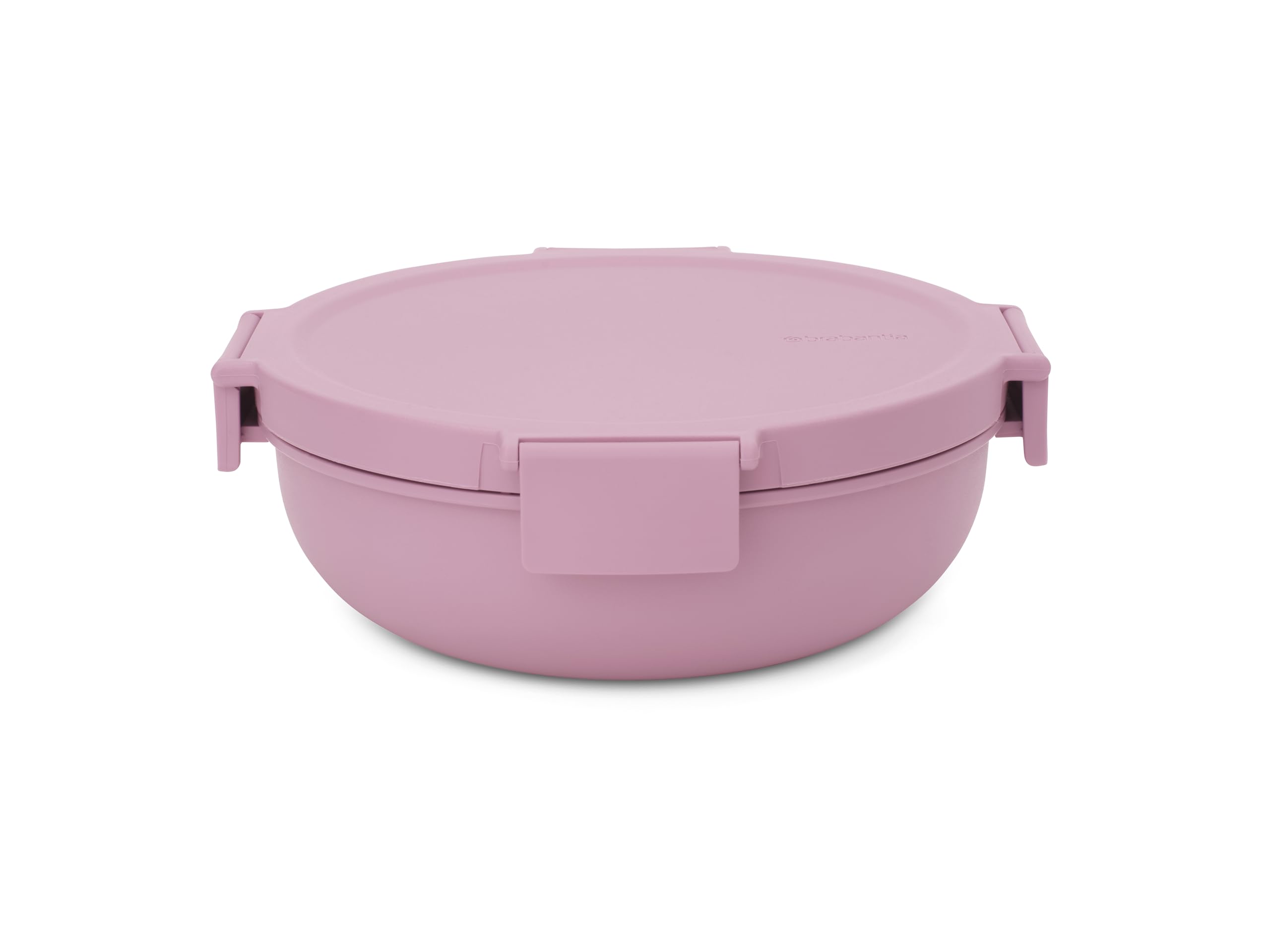 Brabantia Pink Make & Take Salad Bowl 1.3L, Removable Tray For Toppings & Dressing, Airtight Closure, Leakproof Travel Container, Secure Click Closing, Dishwasher & Microwave Safe Salad Mixer, Lilac