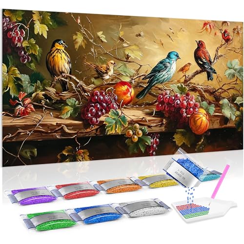 Pintura de diamante 5D Jumpdot de pájaros para decorar tu salón con manualidades de adultos