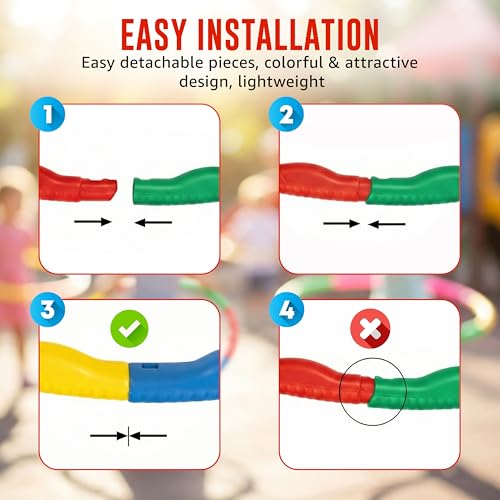 Image of Kidsmate Adjustable Hula Hoop for Kids & Adults | Lightweight Detachable 8-Piece Interlocking Ring for Fitness, Balance & Coordination | Fun Exercise Toy, Indoor & Outdoor Play - Multicolor