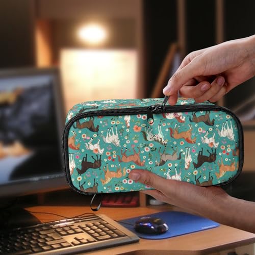 Image of Horse Floral Women Pencil Pouch Large Capacity,Girls Penci Bag for Children Lightweight Penci Pouch for Age 3-16 Kids Pencil Box with Mesh Pocket Box Pencil for Boys Teenagers