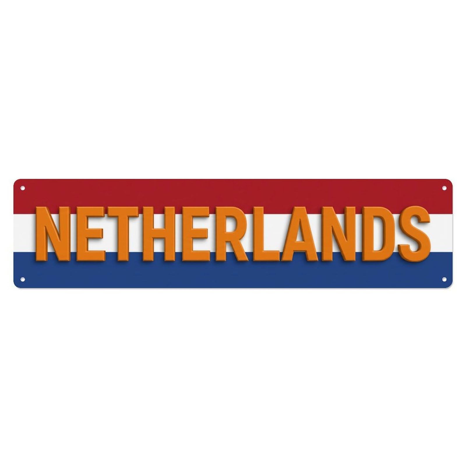Vintage Netherlands Flag Pattern Metal Tin Sign