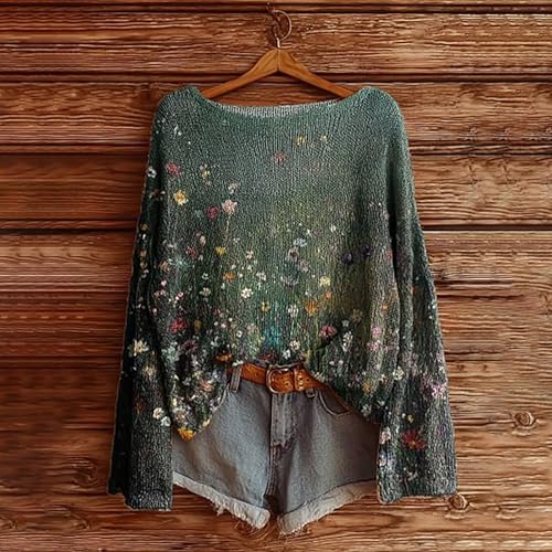 Boho Sweater for Women Vintage Oversized Sweatshirt Cable Knit Plus Size Sweaters Womens Long Sleeve Baggy Y2K Pullover2