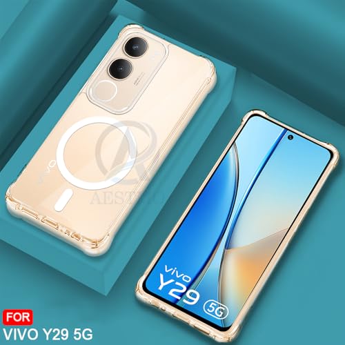 Image of AESTMO Clear Back Cover for Vivo Y29 5G | 360 Protection | Transparent Back Cover for Vivo Y29 5G (PC + TPU, Compatible with MagSafe Accessories, Transparent Bumper)