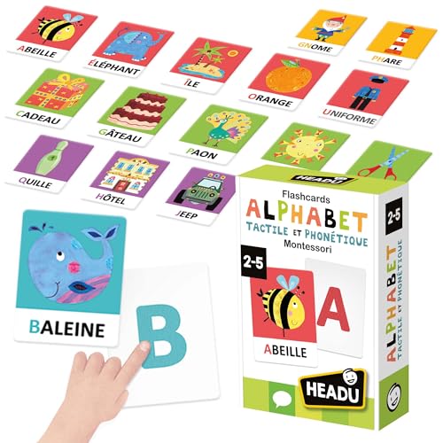 HEADU - Flashcards Alphabet Tactile Phonétique Montessori - Lis, Touche Et Écoute | Jeu 2 3 4 5 6 Ans pour Apprendre à Lire et à Écrire, Jeu Educatif Montessori, Cadeau Fille, Cadeau Garçon – vue 4