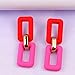 Acrylic Square Earrings Chain Geometric Statement Earrings Rectangle Earrings for Women Candy Color Acrylic Long Chain Cool Earrings Double color earrings (Red+Pink)