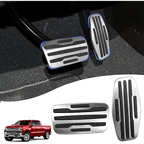 TTCR-II for Chevy Silverado Pedal Covers 2019-2025, Compatible with GMC Sierra Pedals 2019-2025, for Yukon Racing Pedal 2021-2024 Suburban Brake Pedal and 2021-2024 Tahoe Gas Pedal Plate (Auto, 2Pcs) Cover