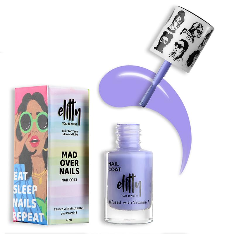 Elitty Nail Polish For Women, Long Lasting Nail Coats, 12 Toxin Free, Infused with Witch Hazel, Vit E, Vegan & Cruelty Free, Glossy - Meta Verse (Purple), 6 ML