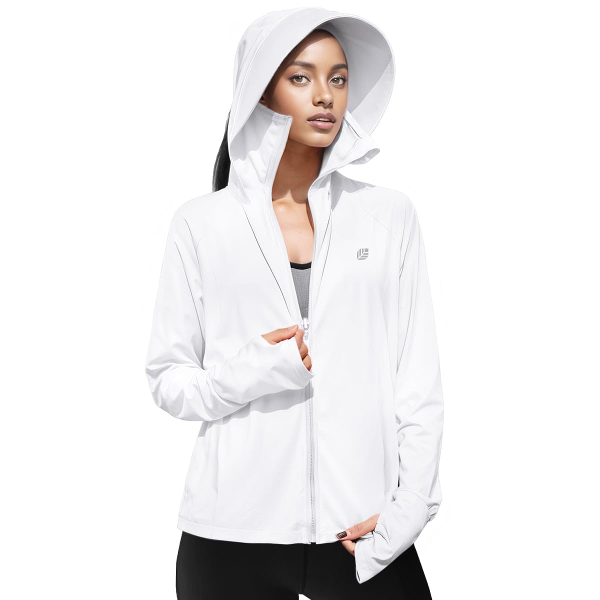 Women's UPF 50+ Lightweight Athletic Jacket UV Sun Protection Full Zip Cooling Hoodie Long Sleeve Sunscreen Protective Clothing for Women for Outdoor Hiking, S-XL