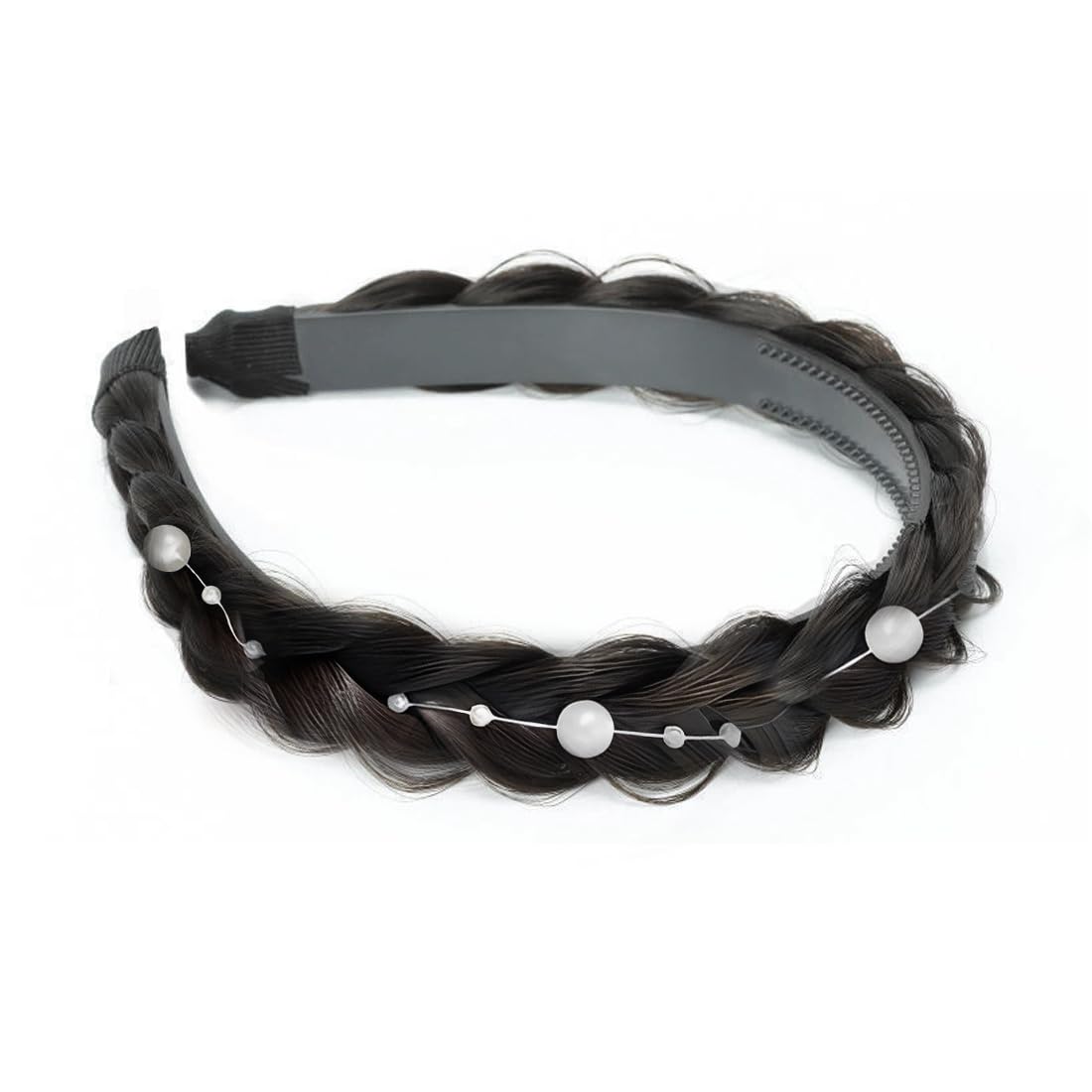 3 Cerchietti Vintage Con Teschio Alto E Perle Finte - Fascia Intrecciata Per Capelli Donna (Perla, Taglia Unica) - 2