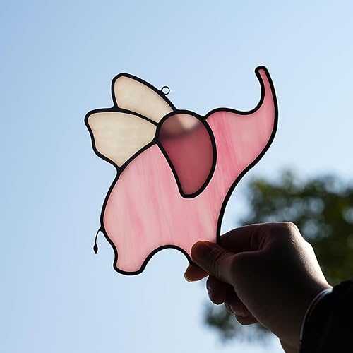 Miniatura 3 de BOXCASA Bonito adorno de elefante para ventana, decoración de elefante, vitral, para colgar, regalos de inauguración de la casa, decoración de