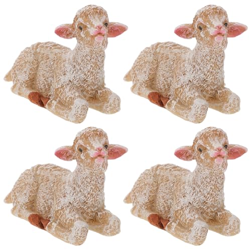 Ipetboom Miniaturas de Ovejas de Resina para Jardín 4 Piezas Figuras Decorativas Resistentes Intemperie Ideales para Decoración Exterior y Paisajismo en Patios y Terrazas
