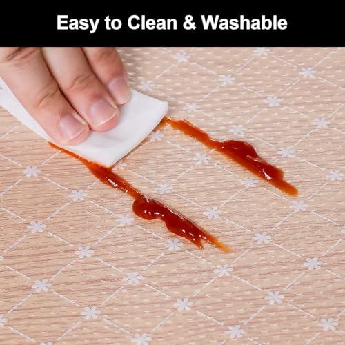 Image of Non-Slip Shelf Liner Roll 45x500 cm for Kitchen Cabinets, Drawers & Fridge | Waterproof, Washable & Cuttable EVA Mat for Cupboard, Wardrobe & Storage Racks - Transparent Floral Design