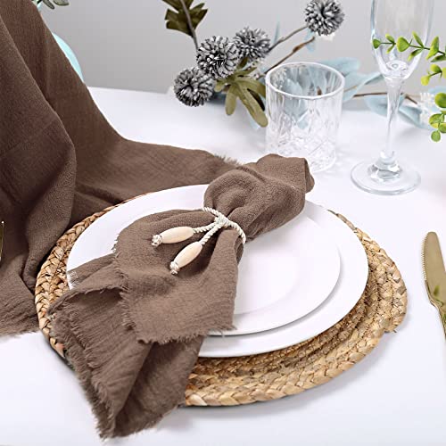 Handmade Cloth Napkins,Delicate Cotton Cloth Napkins With Fringe Set Of 6,18 X 18 Inch Reusable Soft Napkins For Dinner,Party,Weddings,Christmas,Thanksgiving Day,Halloween（Brown）… #TOP2