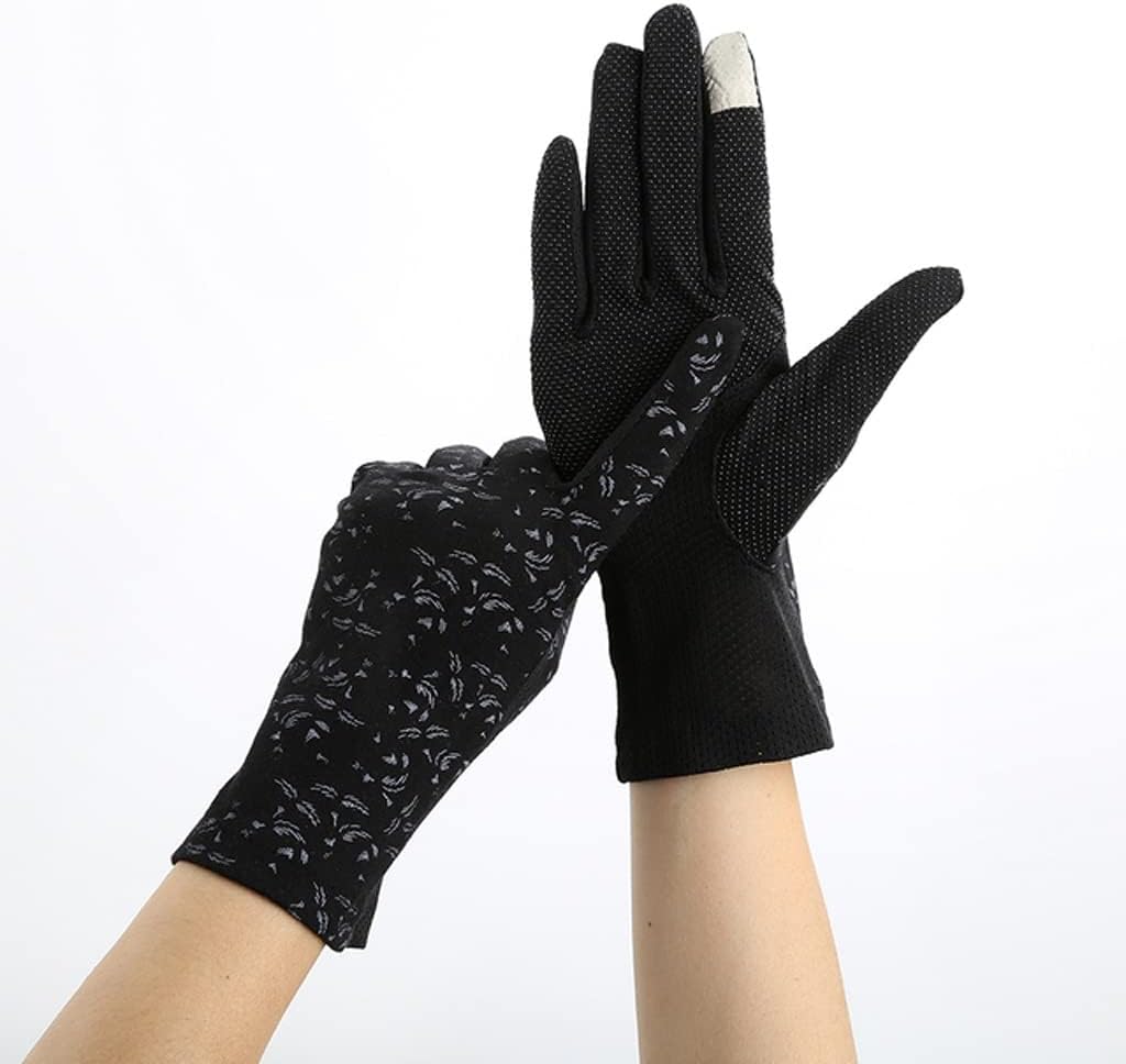 Flowers Women's Driving Gloves Non-Slip Touch Screen Gloves Breathable Cotton Gloves Women(D)