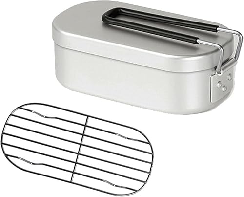 Miniatura 2 de Fiambrera aislada al aire libre con asas plegables, lonchera de aluminio para cocinar alimentos Bento Box para acampar y senderismo, caja Bento